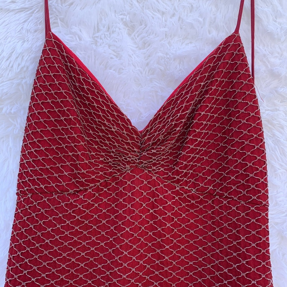 Red with Silver detail long dress for any Prom, Party, Valentine, size 5/6